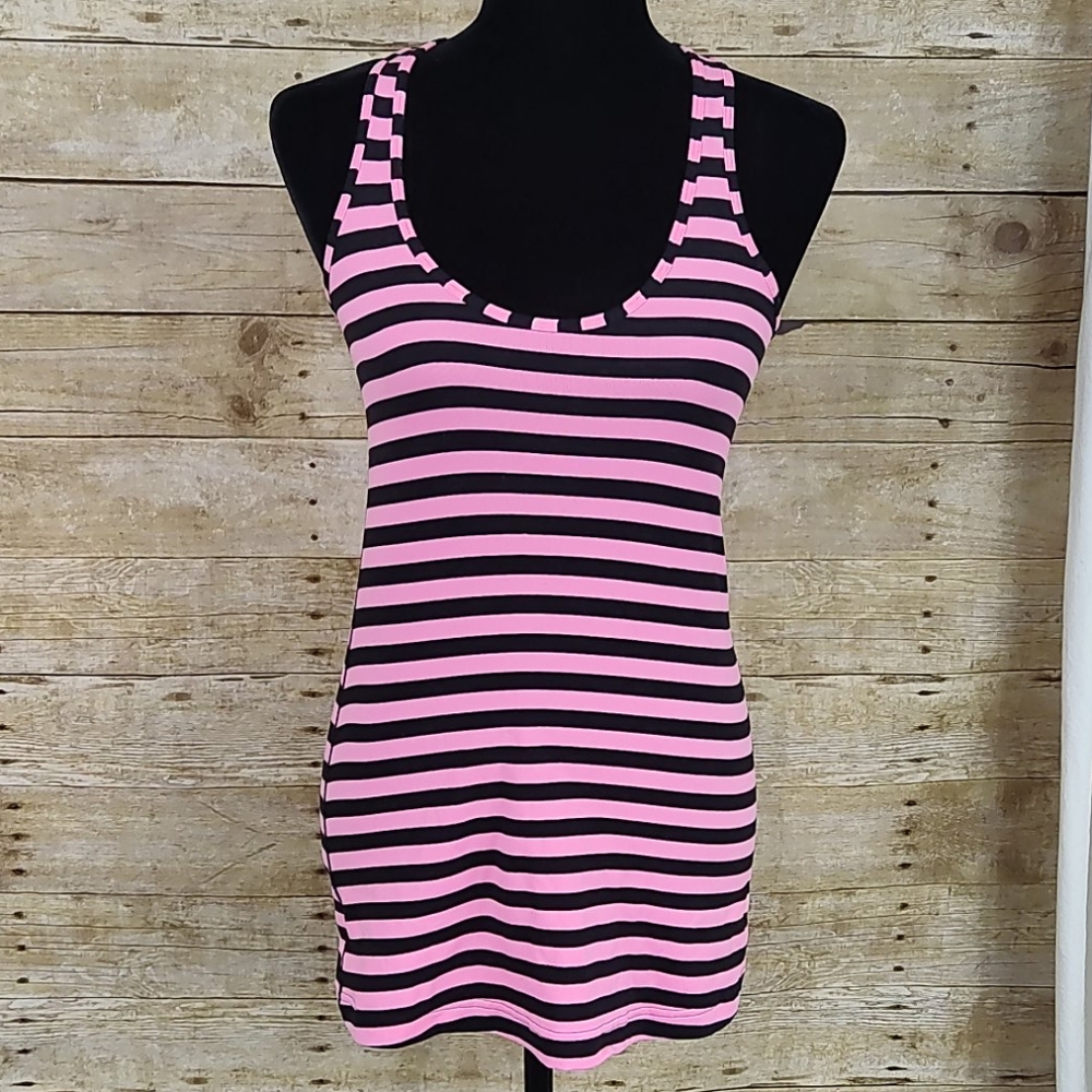 lululemon athletica Pink and Black Striped Tank Top